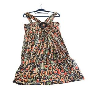 BISOU BISOU Tribal African Print Tunic Top Bohemian Shabby Chic Cute Bold Size S